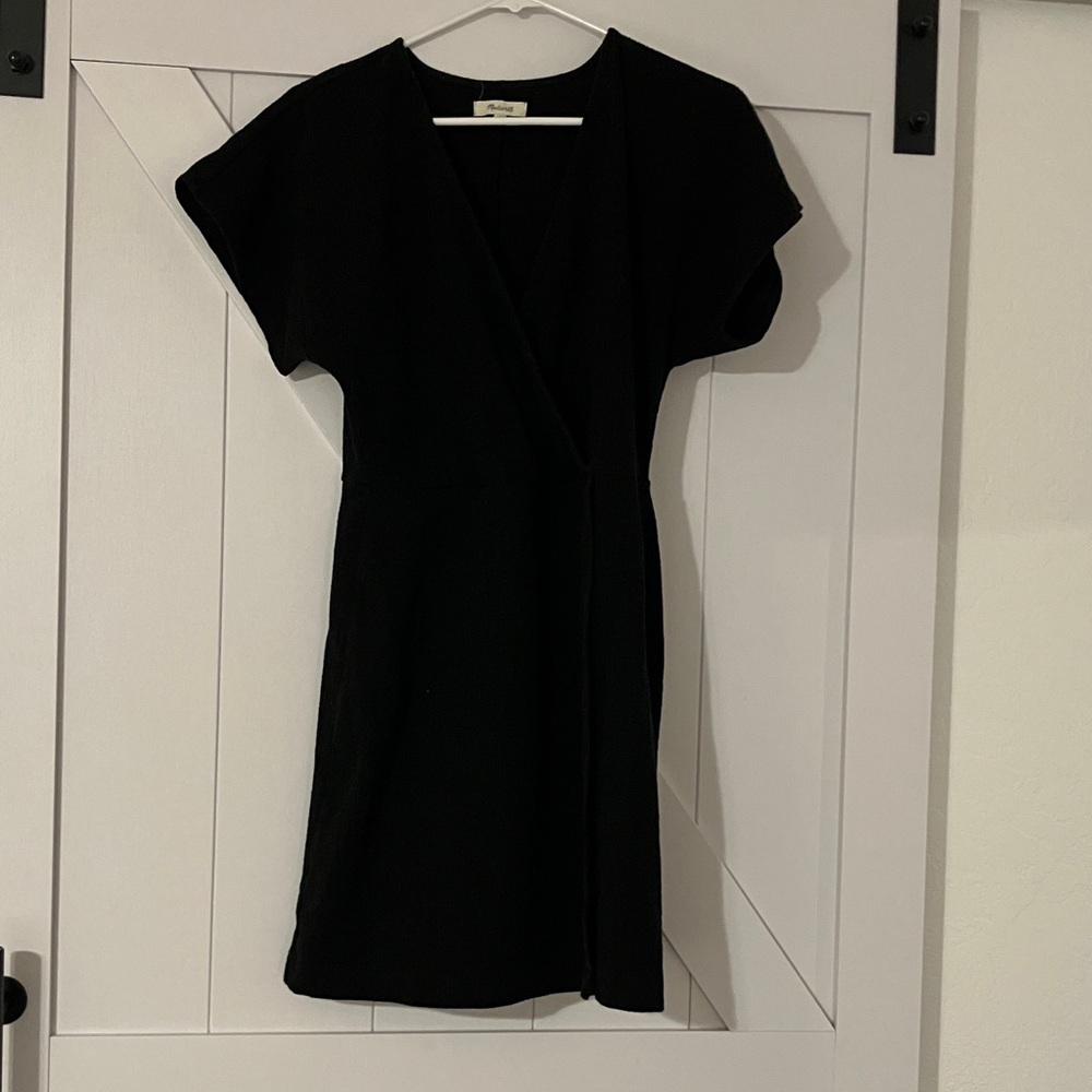 Black Madewell Faux Wrap Midi Dress